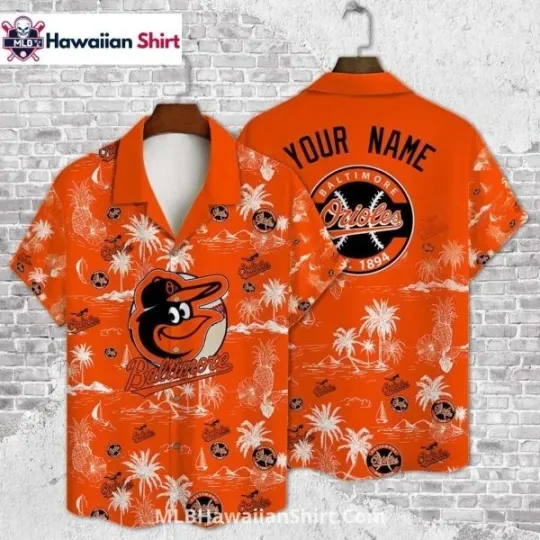 Discover Custom Palm Print Baltimore Baseball Team Orioless Aloha Shirt