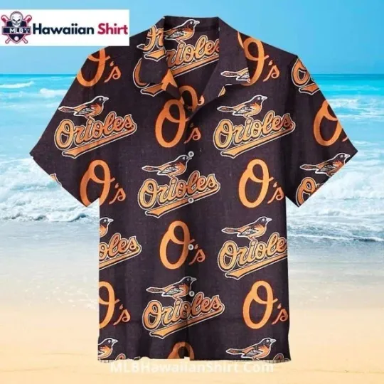 Discover Classic Logo Print Baltimore Baseball Team Orioless Hawaiian Shirt