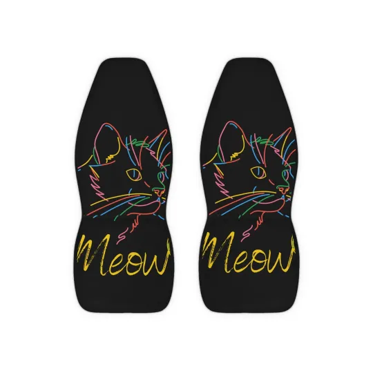 Colorful Cat Seat Covers - Fun Meow Design for Pet Lovers