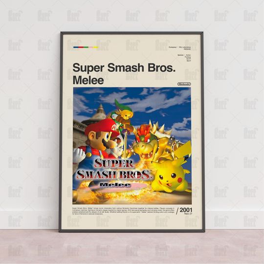 Super Smash Bros. Melee Poster, Gaming Room Poster, Gaming Wall Poster, Gaming Print Poster, Game Gift, Video Games Poster