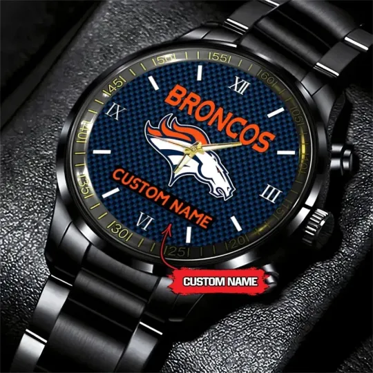 Discover Personalized Denver Football Team Broncoss Black Stainless Steel Watch For Men