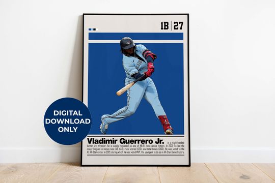 Discover Vladimir Guerrero Jr Digital Poster for Sports Fan Wall Art for Baseball Fans Modern Sports Decor for Bedroom & Office Digital Wall Art