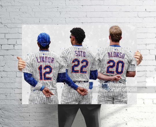 Discover Pete Alonso, Francisco Lindor and Juan Soto Poster, Canvas, Baseball print, Sports wall art, Man Cave, Gift, Kids Room Decor