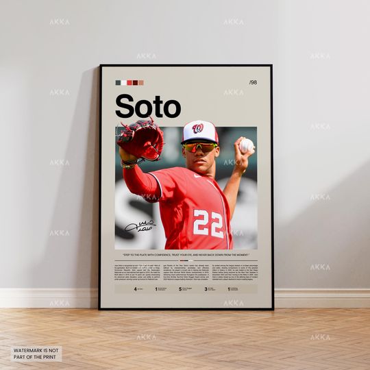 Discover Juan Soto Poster, Washington Nationals Wall Art Print, Framed MLB Baseball Decor