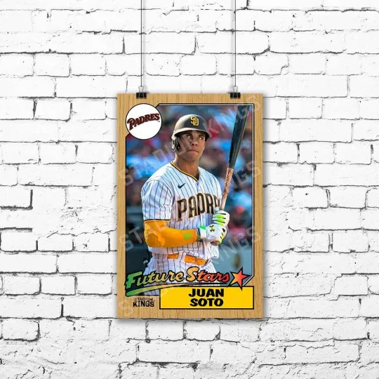 Discover Juan Soto San Diego Padres Future Stars 1987 Baseball Card Poster - 11x17 inches