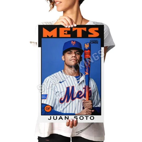 Discover Juan Soto New York Mets 1986 Baseball Card Poster - 11x17 in.
