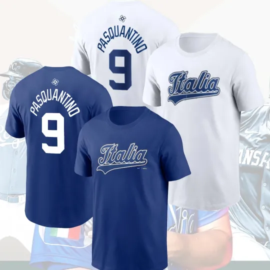 Discover Vinnie Pasquantino #9 Italy Team 2026 World Baseball Classic Name & Number