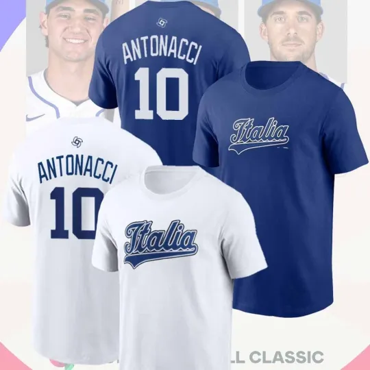 Discover Sam Antonacci #10 Italy Baseball World Classic 2026 Name & Number Players