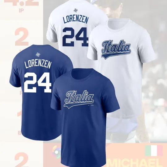 Discover Michael Lorenzen #24 Italy Team 2026 World Baseball Classic Name & Number