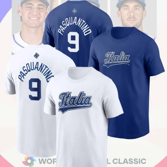 Discover Vinnie Pasquantino #9 Italy Baseball World Classic 2026 Name & Number Players