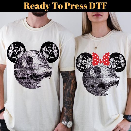 Discover Retro Star Wars Couple DTF Transfer, Star Wars Day Ready To Press, Mickey Death Star Transfer, Minnie Death Star DTF, Disneyworld Family Dtf