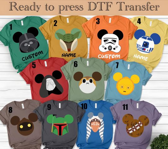 Discover Custom Disney Mickey Ears Star Wars  Shirt, Star Wars Group , Star Wars Characters dtf, Star Wars Land, Disneyland Trip DTF