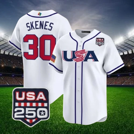 Paul Skenes #30 Team USA White 2026 USA 250 Jersey All Sizes