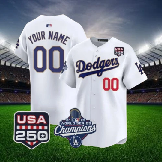 Custom LA Dodgerss White 250America Jersey "All Sizes"