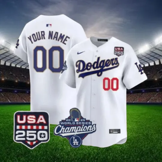 Discover Custom Dodgers White 250America Patch Stitched Jersey "All Sizes"