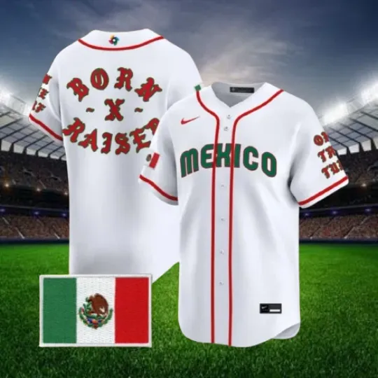 Discover Custom Mexico White 2026 World Baseball x BornxRaised Stitched Jersey All Sizes