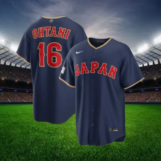 Discover Shohei Ohtani #16 Japan Navy 2026 World Baseball Stitched Jersey All Sizes