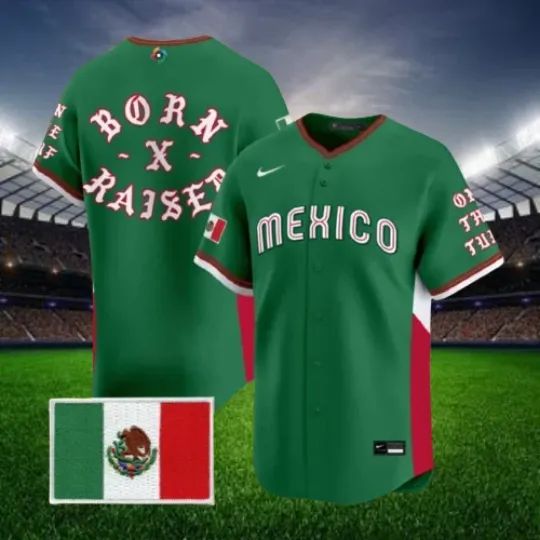 Discover Custom Mexico Green 2026 World Baseball x BornxRaised Stitched Jersey All Sizes