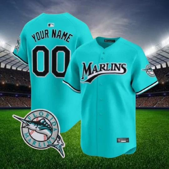 Discover Custom Marlins Aqua 2026 Vapor Premier Limited Jersey All Sizes