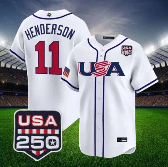 Gunnar Henderson #11 Team USA White 2026 USA 250 Jersey All Sizes