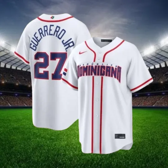 Discover Guerrero Jr. #27 Dominican White 2026 World Baseball Stitched Jersey All Sizes