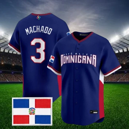 Discover Manny Machado #3 Dominican Republic Royal World Baseball Jersey All Sizes