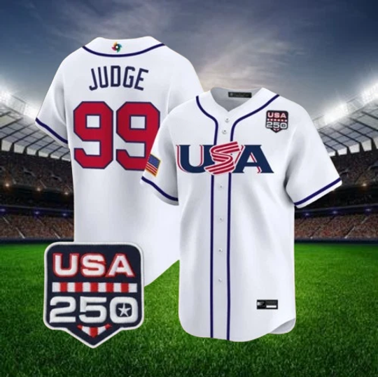 Aaron Judge #99 Team USA White 2026 USA 250 Patch Jersey All Sizes