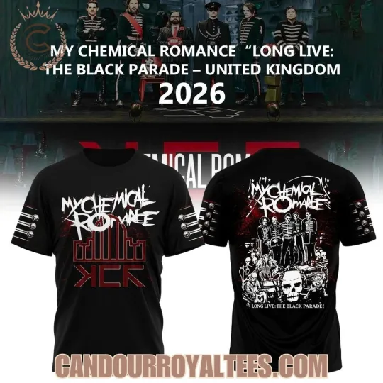My Chemical Romance Long Live The Black Parade UK 2026 Tour 3D Shirt