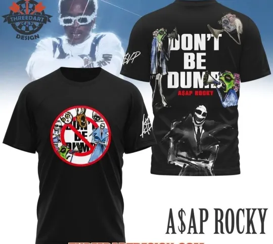Discover ASAP Rocky On New Tour 2026 Black S to 5XL 3D AOP Shirt