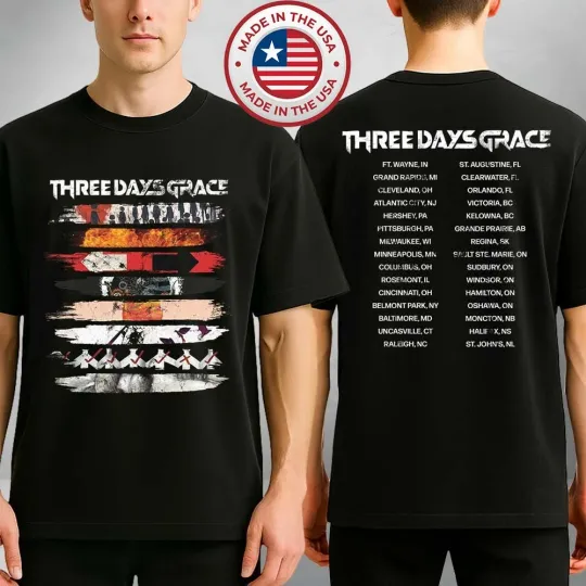 Discover Three Days Grace 2026 Album Stripe Tour Inspired T-Shirt