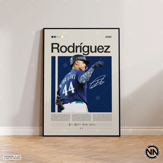 Discover Julio Rodriguez Poster, Seattle Mariners, Baseball Prints, Sports Poster, Baseball Player Gift, Baseball Wall Art, Sports Bedroom Posters