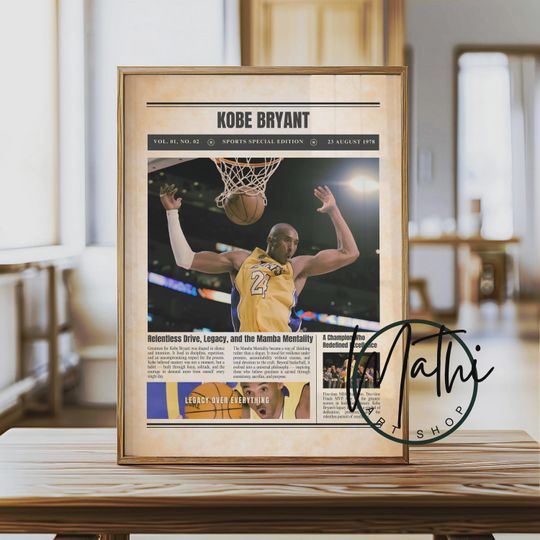 Kobe Bryant Newspaper Poster: Sports Special Edition Basketball Wall Art