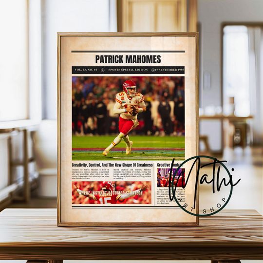 Patrick Mahomes Newspaper Poster: Sports Special Edition Football Wall Art