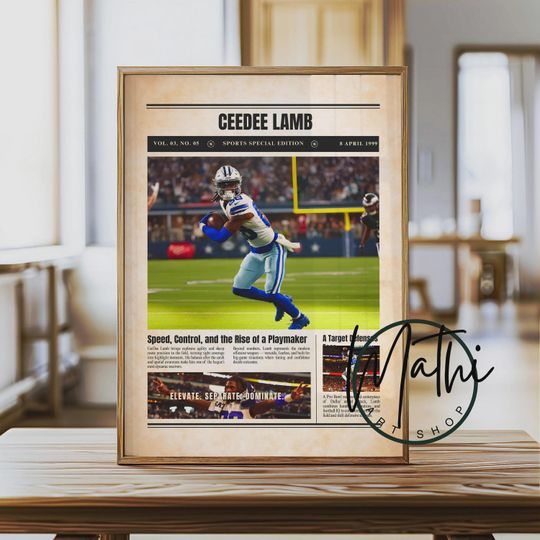 CeeDee Lamb Newspaper Poster: Sports Special Edition Football Wall Art