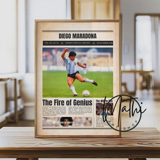 Discover Diego Maradona Newspaper Poster: Sports Special Edition Soccer Wall Art (Digital or Physical)