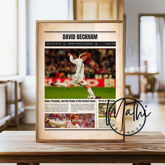 Discover David Beckham Newspaper Poster: Sports Special Edition Soccer Wall Art (Digital or Physical)