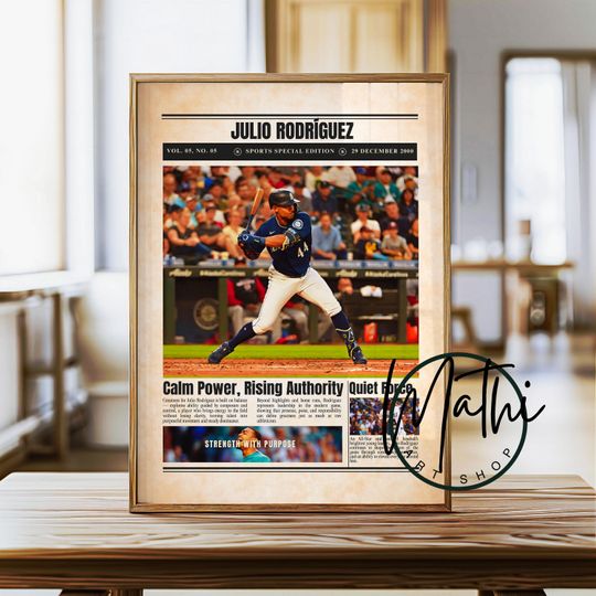 Discover Julio Rodrguez Newspaper Poster: Sports Special Edition Baseball Wall Art (Digital or Physical)