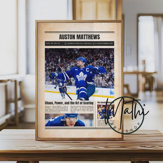 Discover Auston Matthews Newspaper Poster: Sports Special Edition Hockey Wall Art (Digital or Physical)