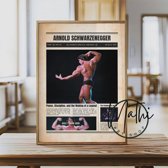 Arnold Schwarzenegger Newspaper Poster: Sports Special Edition Bodybuilding Wall Art