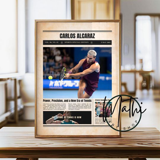 Carlos Alcaraz Newspaper Poster: Sports Special Edition Tennis Wall Art