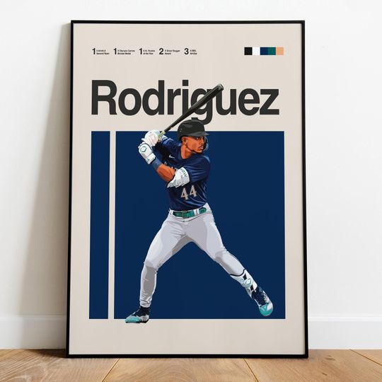 Discover Julio Rodriguez Poster  MLB Center Fielder Wall Art, American Baseball Print, Sports Man Cave Decor, Digital Gift for Fans & Collectors
