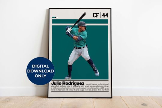 Discover Julio Rodriguez Digital Poster for Sports Fan Wall Art for Baseball Fans Modern Sports Decor for Bedroom & Office Digital Wall Art