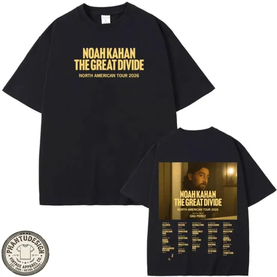 Discover Noah Kahan The Great Divide Tour 2026 T Shirt, Indie Folk Concert Graphic Tee