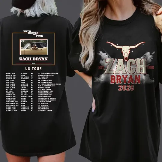 Discover Zach Bryan 2026 Tour Shirt, With Heaven On Tour Vintage Tee