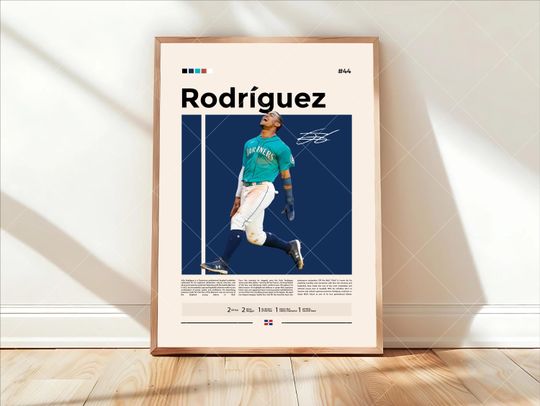 Discover Julio Rodriguez Poster, Seattle Baseball Poster, Sports Poster, Baseball Fans, Baseball Wall Art, Sports Bedroom Posters