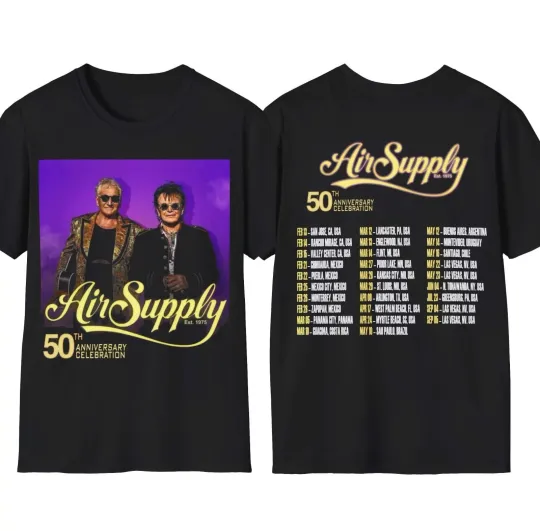 Discover Air Supply 2026 Tour, 50th Anniversary Celebration S-5XL T Shirt UR904