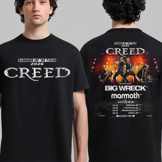 Discover Creed Summer Of 99 Tour 2026 July Run Shows Double Sided T-Shirt, Gift For Fan