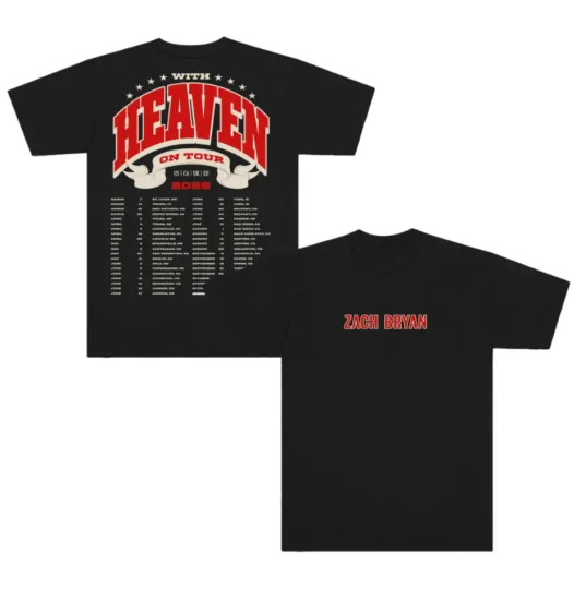 Discover Zach Bryan With Heaven on Tour 2026 Style Dates T-shirt Contry Music Fan S-3XL