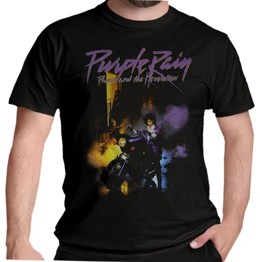Discover Prince Pur Rain Album Cover T-Shirt Black Unisex