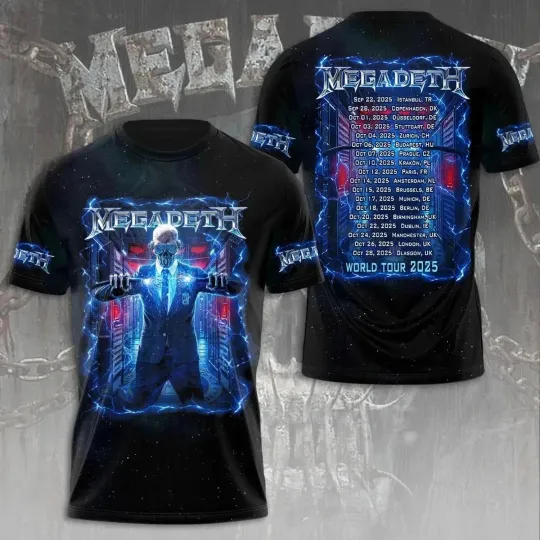 Discover Megadeth Rock Band World Tour 2025 Limited 3D T Shirt